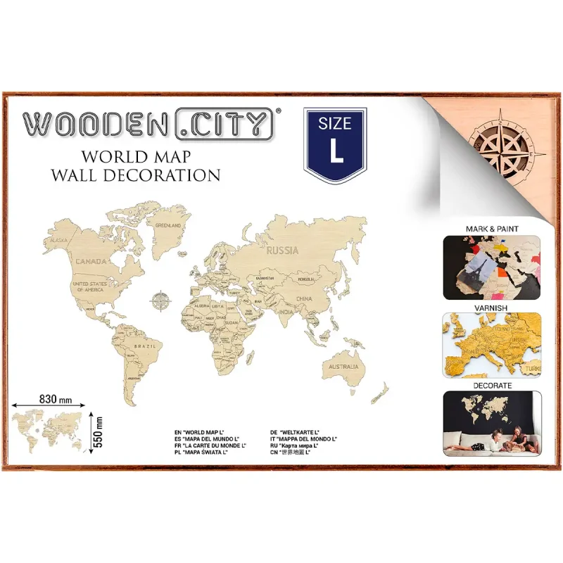 Wooden Map Puzzle 3D World World Map L 17