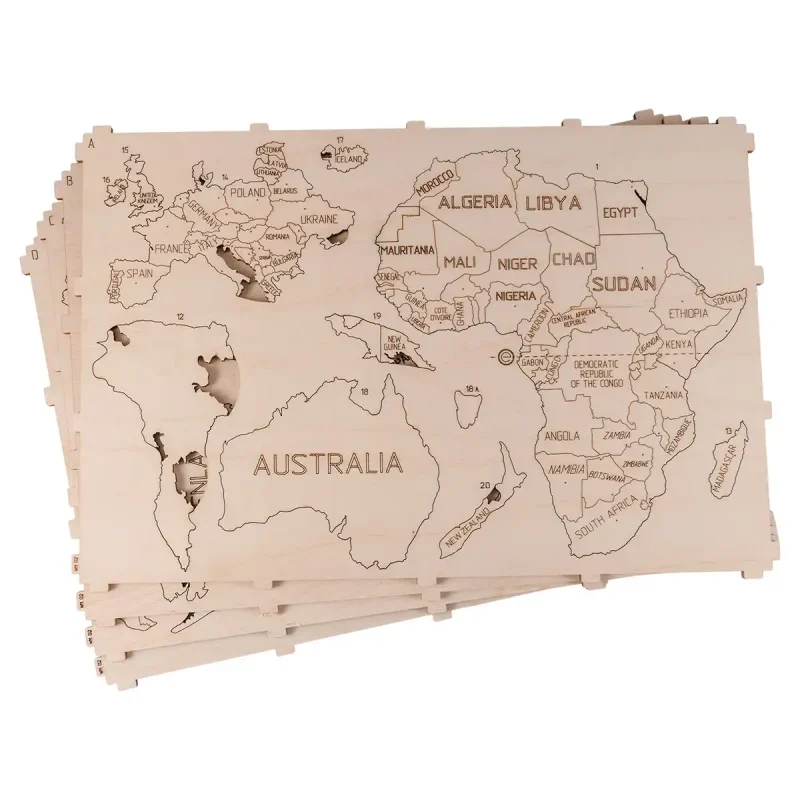 Wooden Map Puzzle 3D World World Map L 16