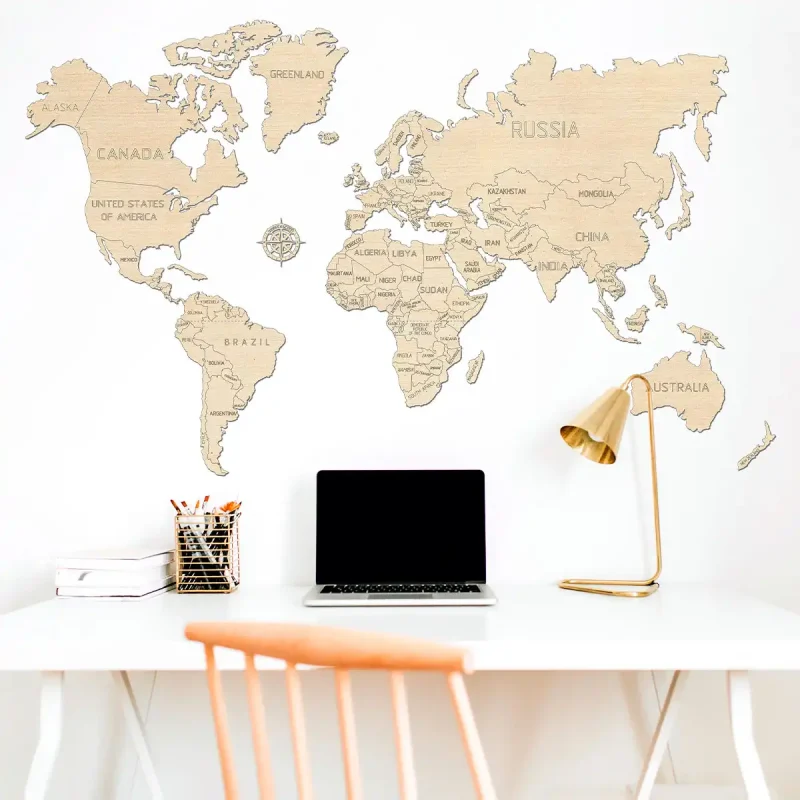 Wooden Map Puzzle 3D World World Map L 3