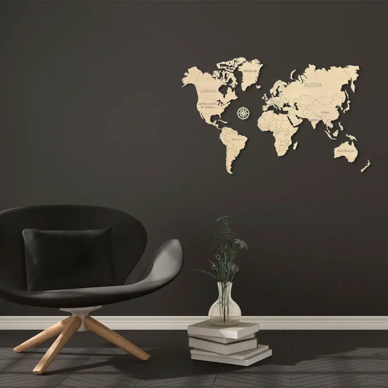 Wooden Map Puzzle 3D World World Map M 13
