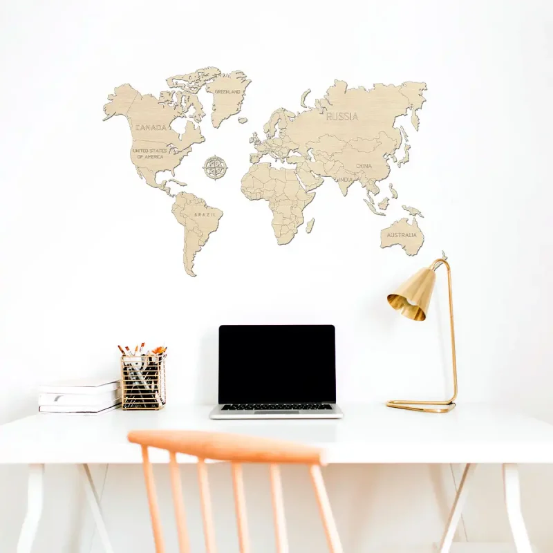Wooden Map Puzzle 3D World World Map M 12