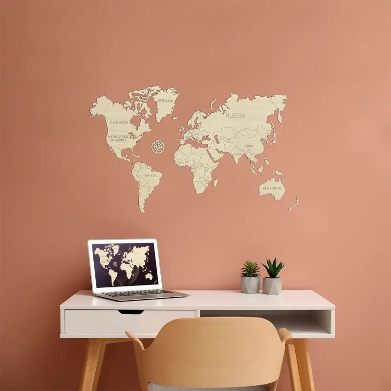 Wooden Map Puzzle 3D World World Map M 10