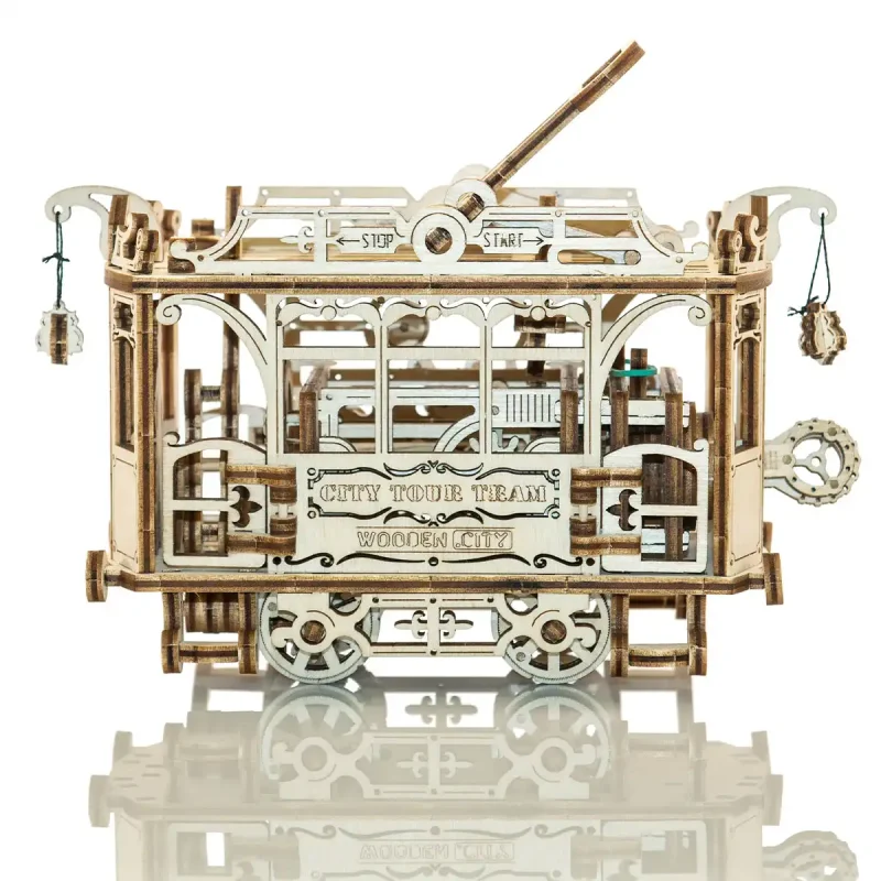 Wooden Puzzle 3D Train City Tram with Rails 2