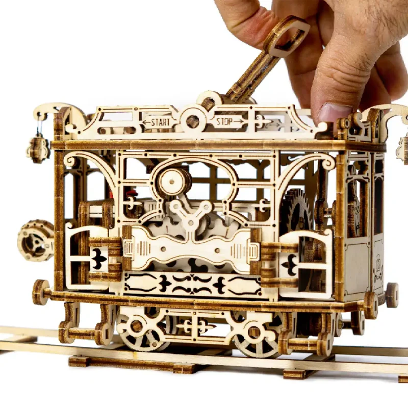 Wooden Puzzle 3D Train City Tram with Rails 13