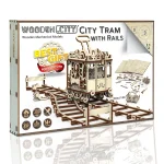 Wooden Puzzle 3D Train City Tram with Rails 18