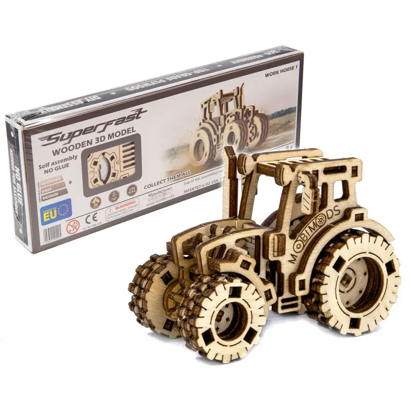 Wooden Puzzle 3D Tractor Work Horse 1-7