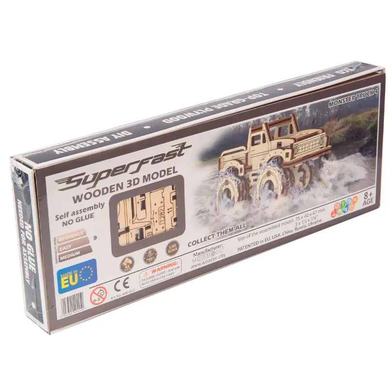 Wooden Puzzle 3D Car Monster Truck 4-9