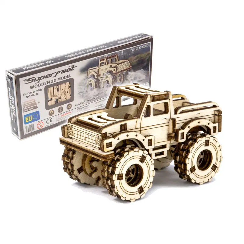 Wooden Puzzle 3D Car Monster Truck 4-8