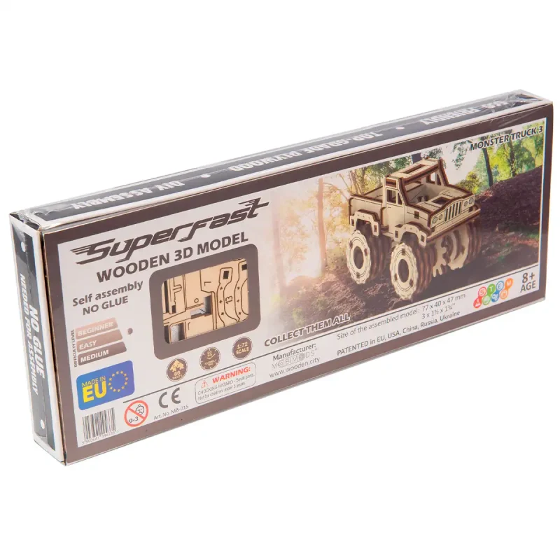 Wooden Puzzle 3D Car Monster Truck 3-7