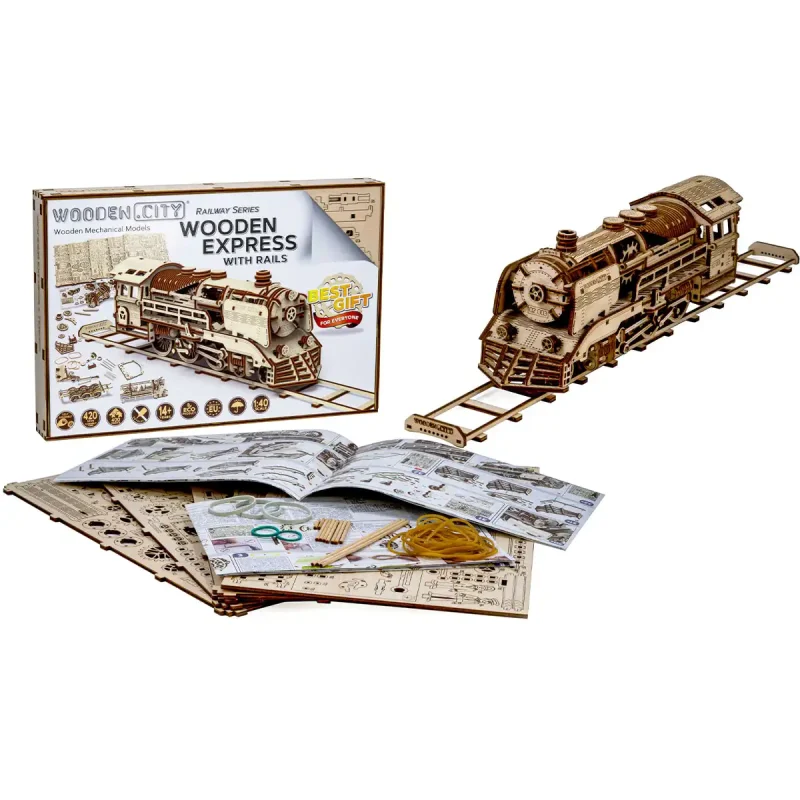 Wooden Puzzle 3D Train Wooden Express With Rails 3