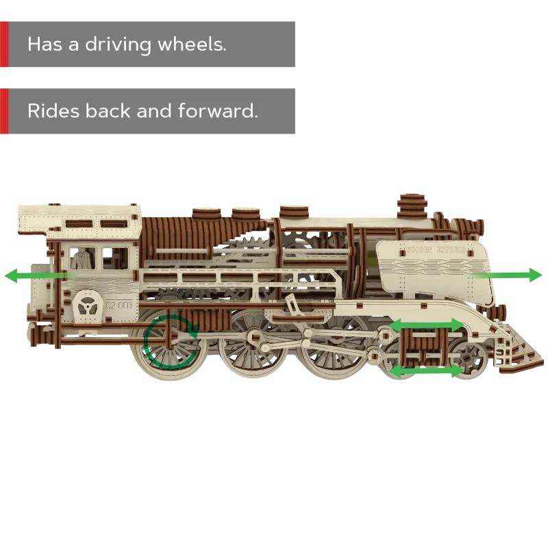 Wooden Puzzle 3D Train Wooden Express With Rails 12