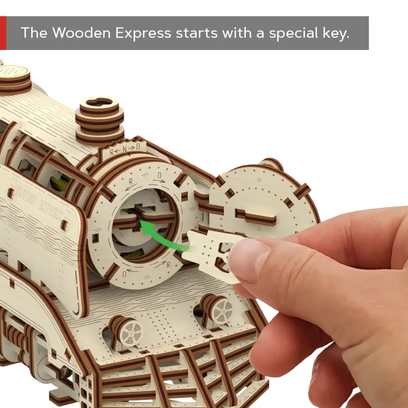 Wooden Puzzle 3D Train Wooden Express With Rails 11