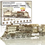 Wooden Puzzle 3D Train Wooden Express + Tender with Rails 13