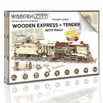 Wooden Puzzle 3D Train Wooden Express + Tender with Rails 12