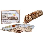 Wooden Puzzle 3D Train Wooden Express + Tender with Rails 5