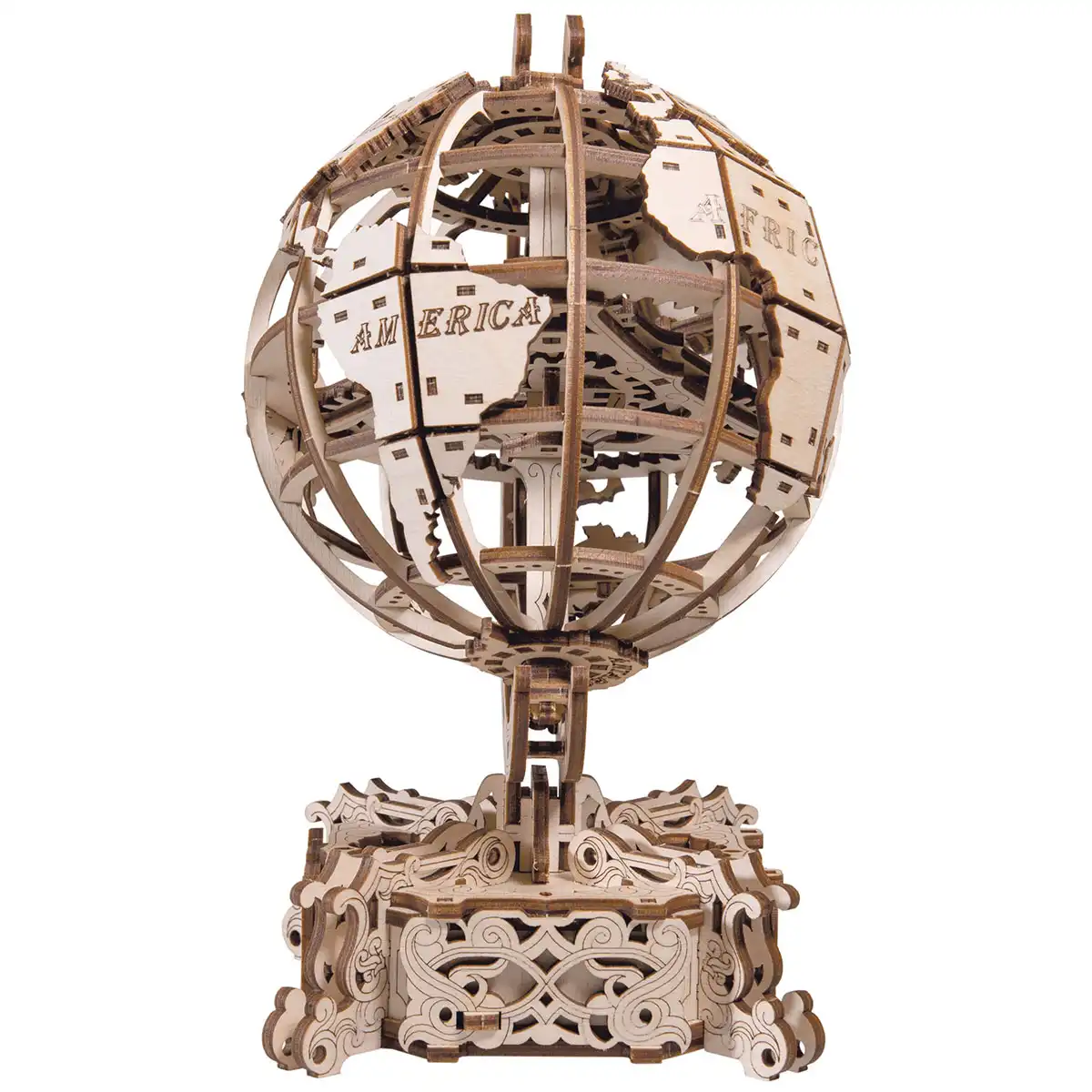 Puzzle 3D mécanique en bois - Globe - 32 x 32 x 50,5 cm - 393 pcs