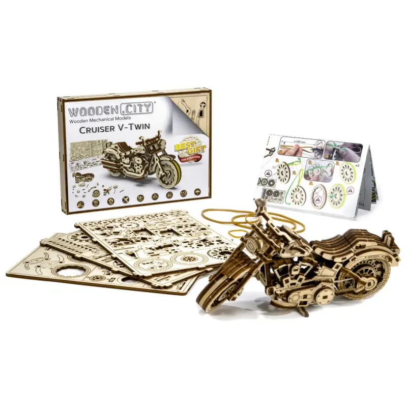 Wooden Puzzle 3D Motorbike Cruiser V-Twin 1