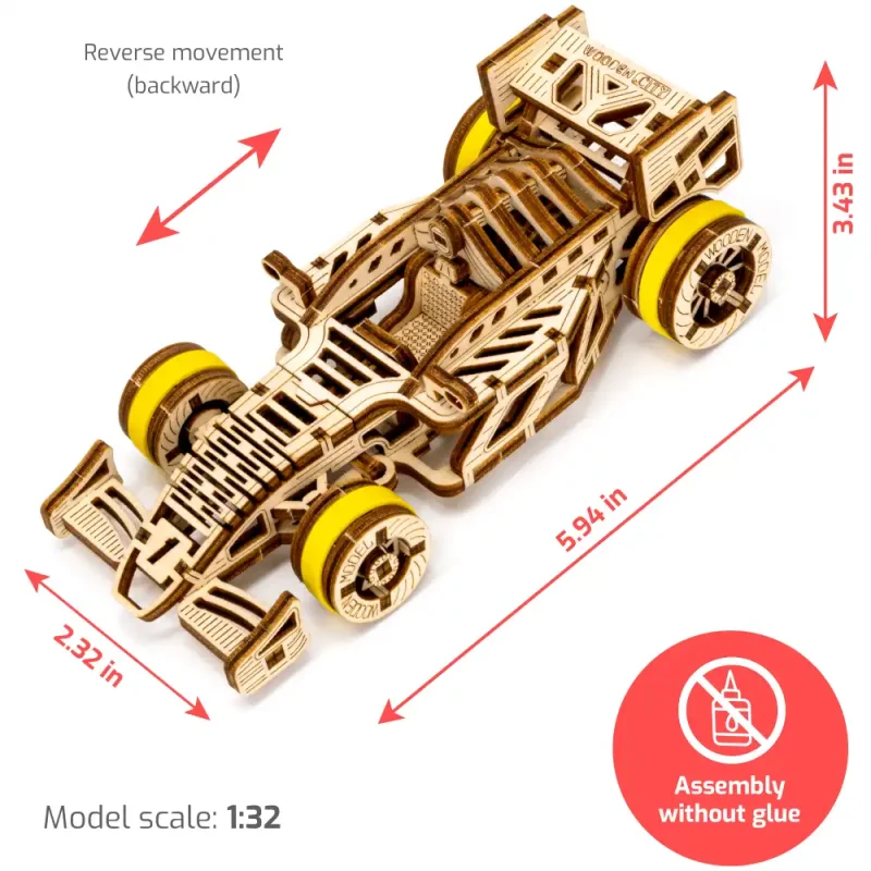 Wooden Puzzle 3D Car Bolid 20