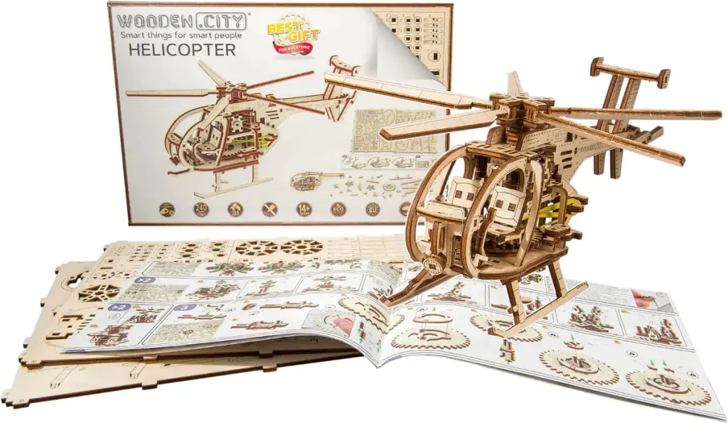 Wooden Puzzle 3D Helicopter Opis 4