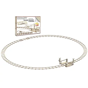 Wooden Puzzle 3D Train Round Railway + Crossing 9