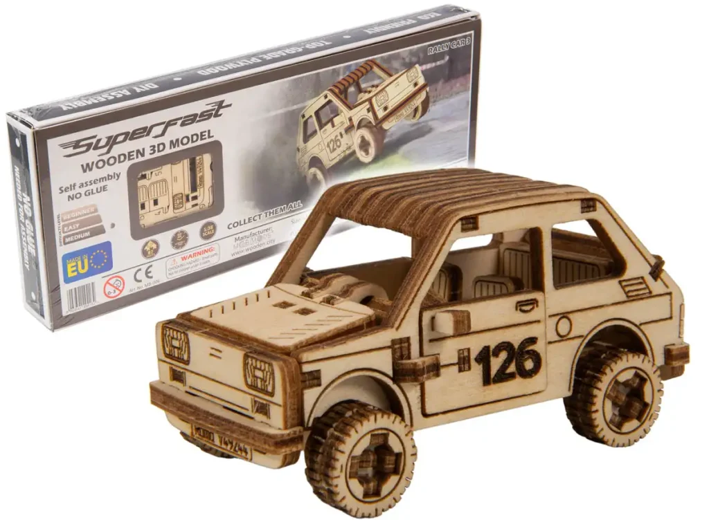 Puzzle drewniane 3D - Samochód Rajdowy 3 opis 2