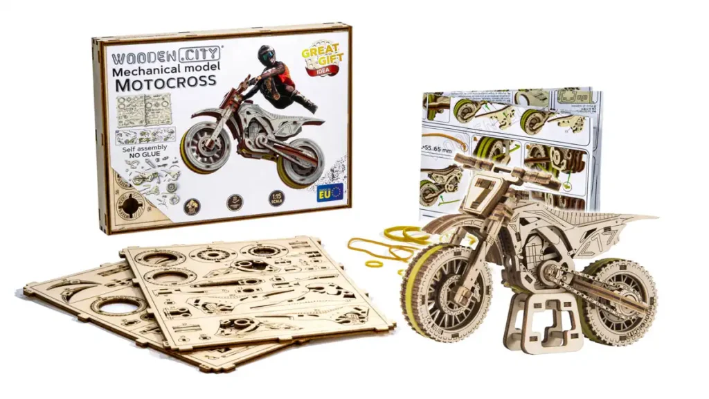 Puzzle drewniane 3D motocykl - Motocross opis 4