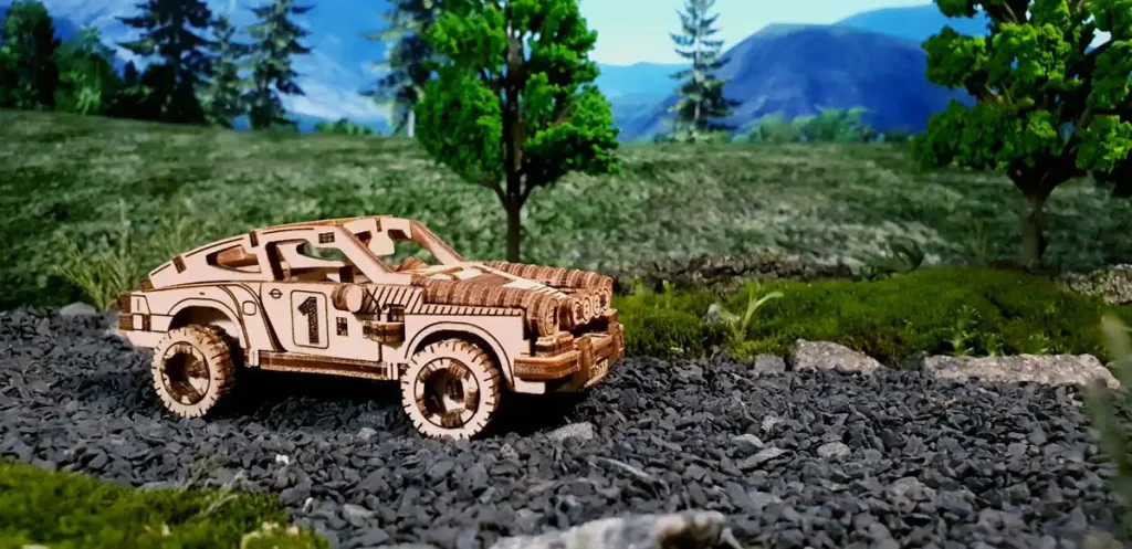Puzzle drewniane 3D  - Samochód Rajdowy  4 opis 3