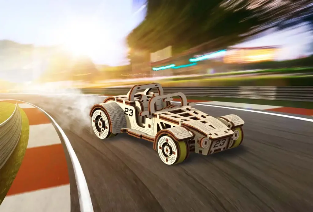 Puzzle drewniane 3D samochód Roadster opis 5