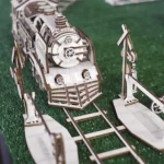 Wooden Puzzle 3D Train Round Railway + Crossing 6