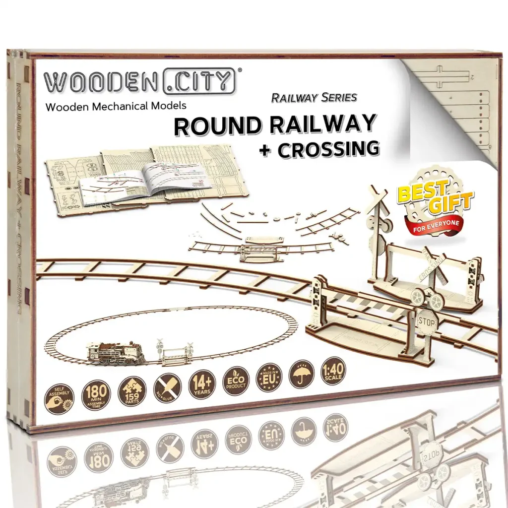 Wooden Puzzle 3D Train Round Railway + Crossing opis 4
