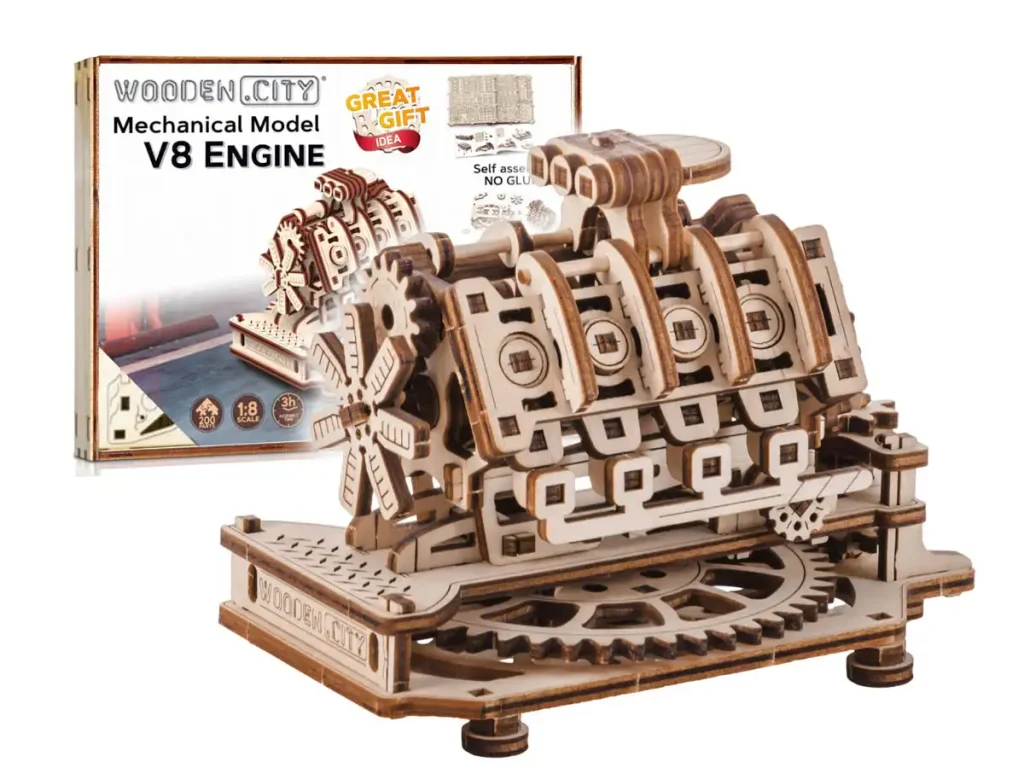 Wooden Puzzle 3D V8 Engine Opis 6