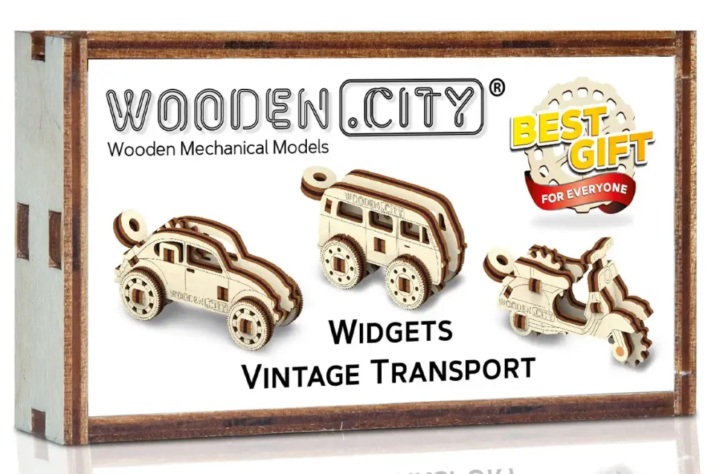 Wooden Puzzle 3D Car Widgets Vintage Transport Opis 4