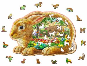rabbit wooden animal shaped puzzle