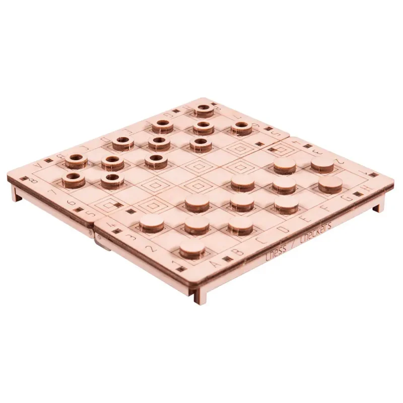 Wooden Puzzle 3D Game Chess and Checkers 2 in 1 Set 3
