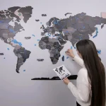 Wooden Map Puzzle 3D World World Map XXL Black - 4