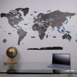 Wooden Map Puzzle 3D World World Map XXL Black - 3