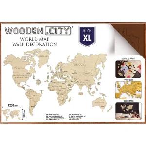 Wooden Map Puzzle 3D World World Map Colour XL 19