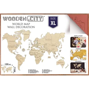 Wooden Map Puzzle 3D World World Map Colour XL 18