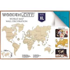 Wooden Map Puzzle 3D World World Map Colour XL 17