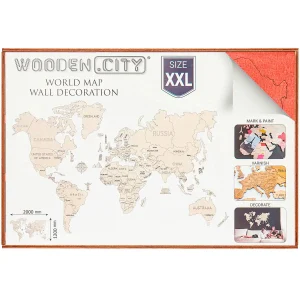 Wooden Map Puzzle 3D World World Map Colour XXL 15