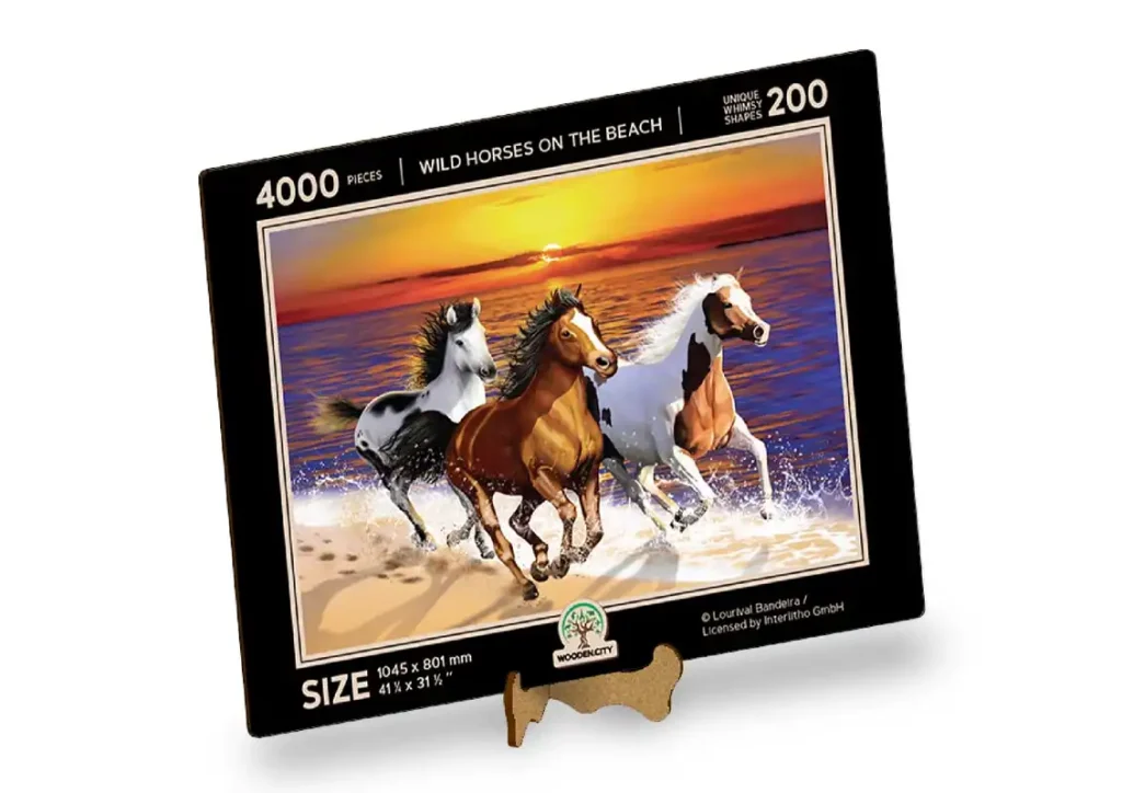 Drewniane puzzle w kształcie zwierząt 4000 Dzikie Konie Opis 5