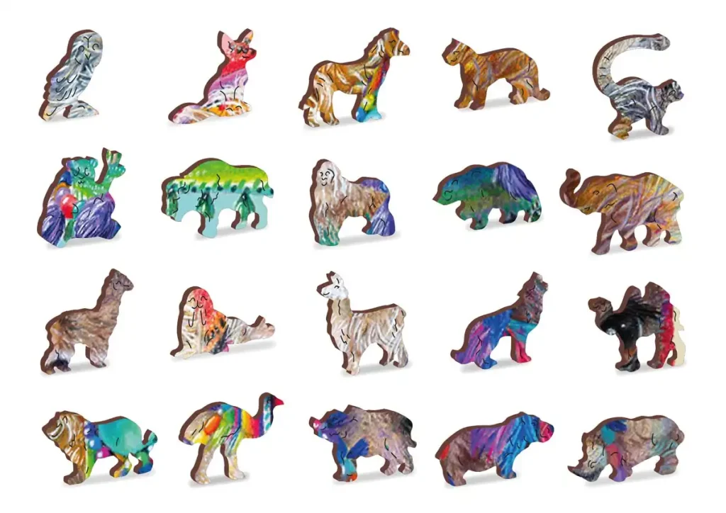 Drewniane puzzle w kształcie zwierząt 250 Alpaca Opis 3