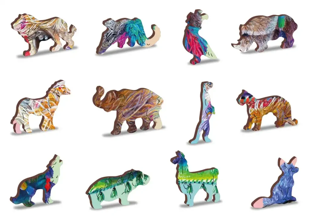 Drewniane puzzle w kształcie zwierząt 130 Alpaca Opis 3