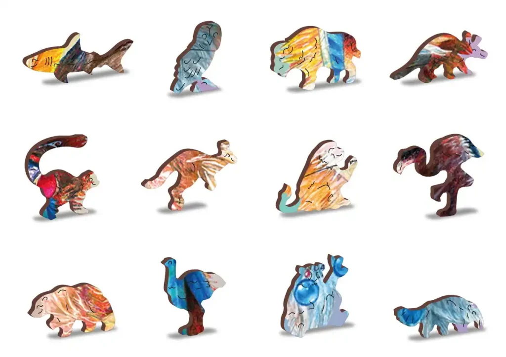 Drewniane puzzle w kształcie zwierząt 250 Tajemniczy Lis Opis 3