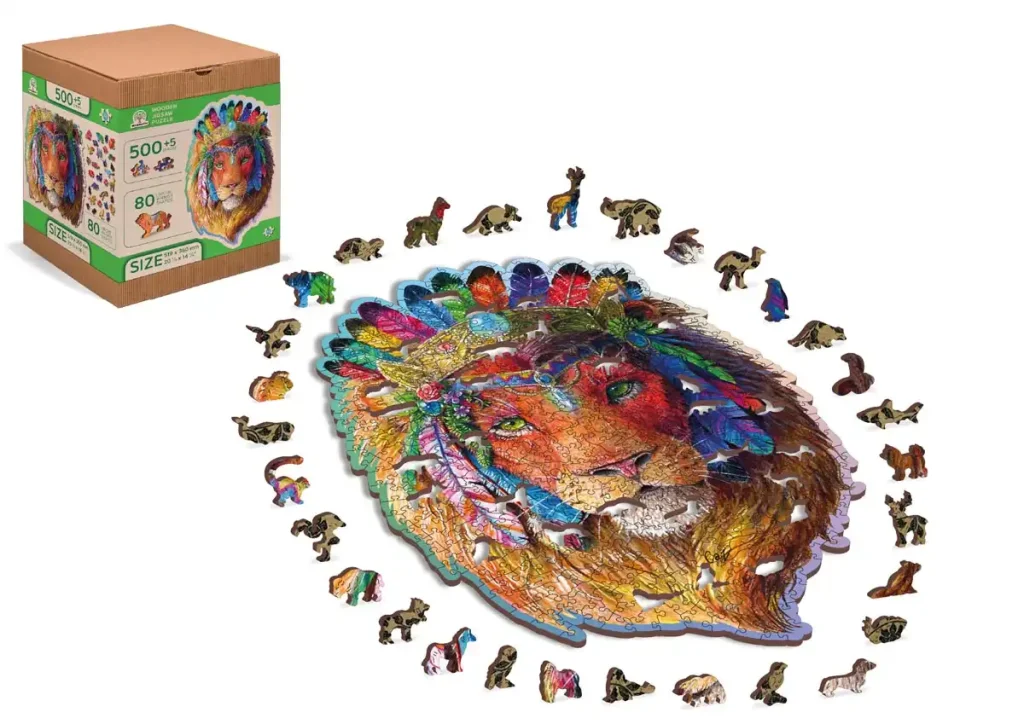 Drewniane puzzle w kształcie zwierząt 500 Mystic Lion Opis 5