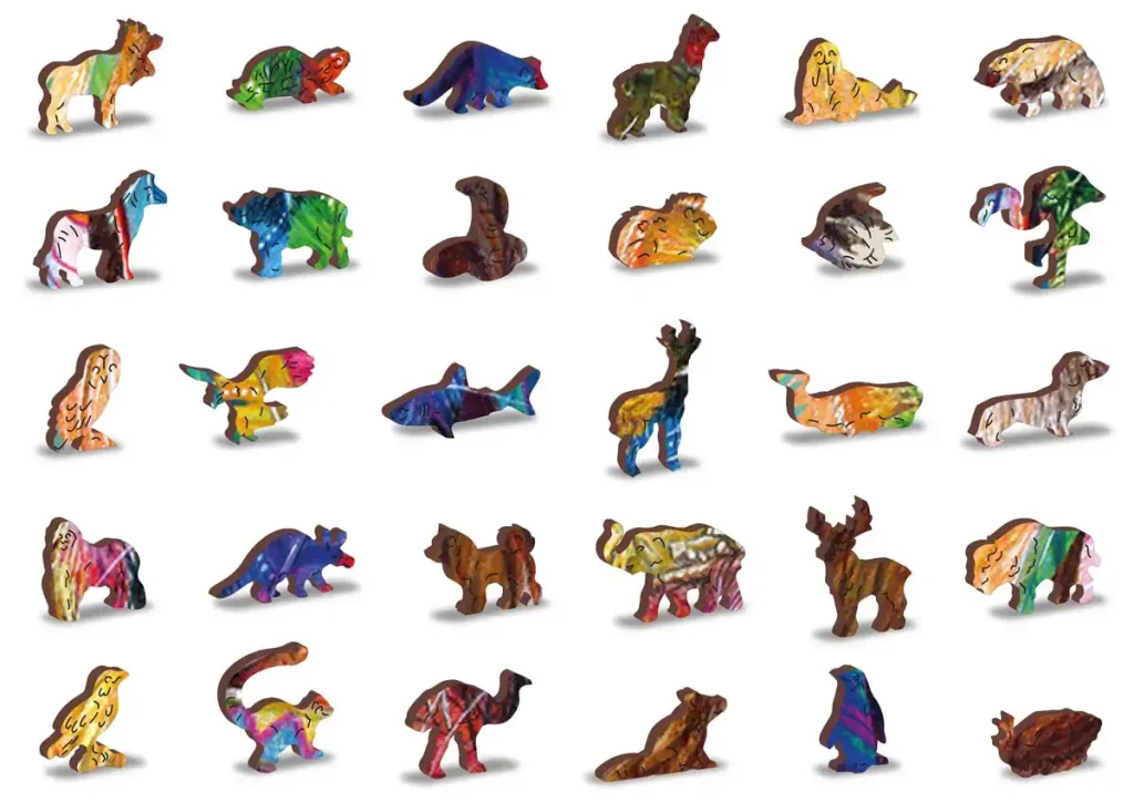 Drewniane puzzle w kształcie zwierząt 500 Mystic Lion Opis 3