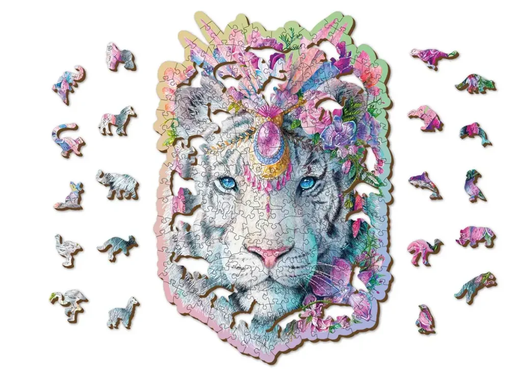 Drewniane puzzle w kształcie zwierząt 250 Rok Tygrysa 2022 opis 1