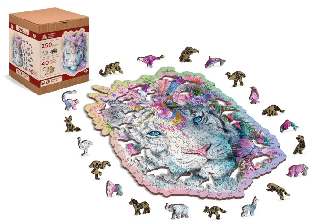 Drewniane puzzle w kształcie zwierząt 250 Rok Tygrysa 2022 opis 2