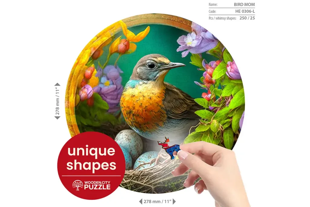 Drewniane puzzle w kształcie zwierząt 250 Kwitnaca Milosc Matki Opis 5