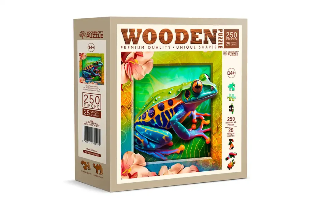 Drewniane puzzle w kształcie zwierząt 250 Kolorowa Zabka Opis 1